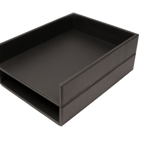 Armory Leatherette Stackable Paper Trays Desk Organizer - Featured