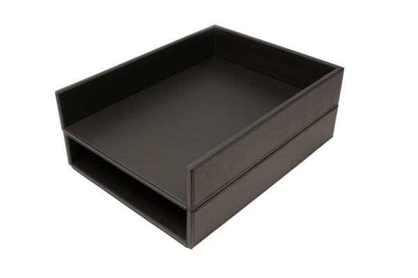 Armory Leatherette Stackable Paper Trays Desk Organizer - Featured