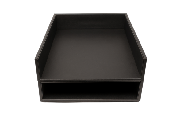 Armory Leatherette Stackable Paper Trays Desk Organizer - Head-On Shot