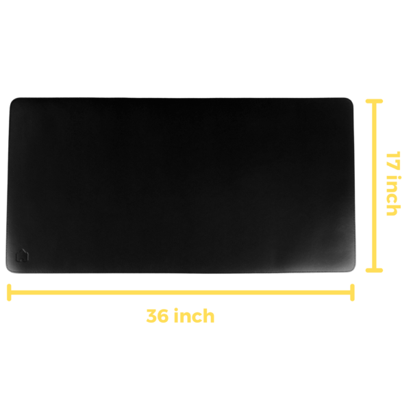 Courtyard Leatherette Desk Pad Mat Blotter Black Logo - Primary Shot with Dimensions