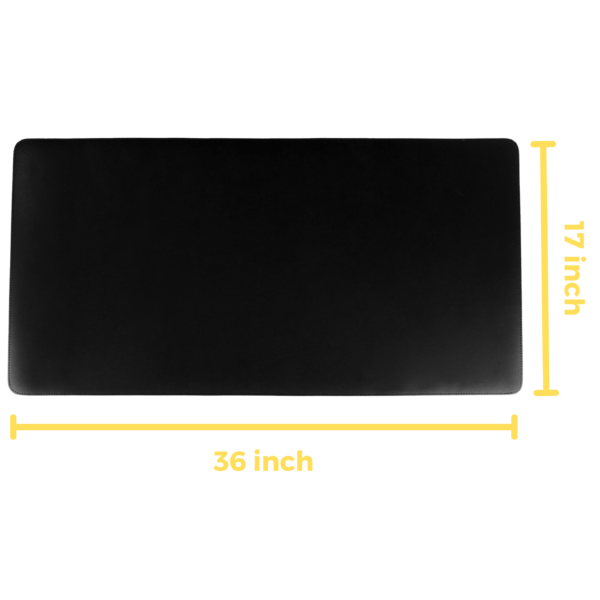 Courtyard Leatherette Desk Pad Mat Blotter Black No Logo - Dimensions Notation Shot